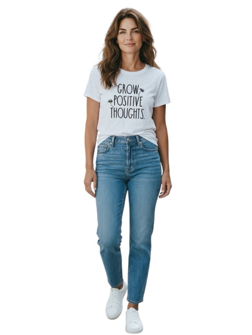 NWT Rae Dunn Grow Positive Thoughts Graphic Tee XL White Inspirational Shirt - Picture 4 of 11